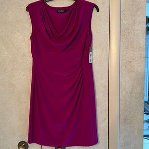 NWT Lauren Ralph Lauren Dress. Size 16P. Cowl neck with Ruching.